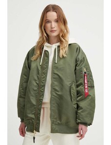 Bomber jakna Alpha Industries MA-1 CORE WMN za žene, boja: zelena, za zimu, oversize