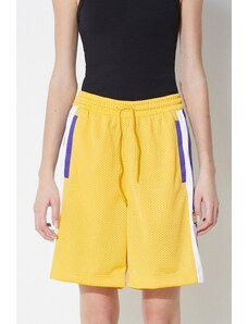 Kratke hlače adidas Originals za žene, boja: žuta, s uzorkom, visoki struk, IS2471