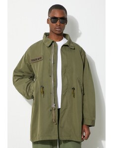 Kaput Human Made Fishtail Coat za muškarce, boja: zelena, za prijelazno razdoblje, HM27JK002