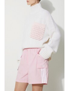 Kratke hlače adidas Originals 3S Cargo Shorts za žene, boja: ružičasta, s aplikacijom, visoki struk, JH1076