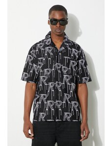 Pamučna košulja Represent Embrodiered Initial Overshirt za muškarce, boja: crna, relaxed, MLM212.01