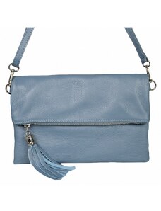 Luksuzna Talijanska torba od prave kože VERA ITALY "Katusa", boja svijetlo plava, 18x27cm