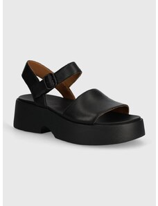 Kožne sandale Camper Tasha za žene, boja: crna, s platformom, K201659-001