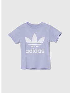 Dječja pamučna majica kratkih rukava adidas Originals boja: ljubičasta