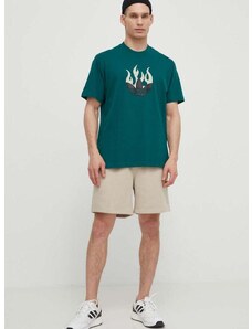 Pamučna majica adidas Originals za muškarce, boja: zelena, s tiskom, IS0177