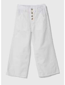 Dječje pamučne hlače Guess boja: bijela, bez uzorka