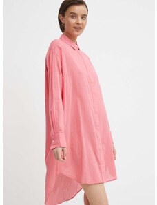 Pamučna haljina Mos Mosh boja: ružičasta, mini, oversize