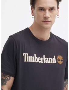Pamučna majica Timberland za muškarce, boja: crna, s tiskom, TB0A5UPQ0011