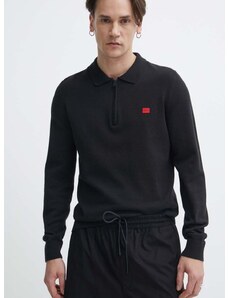 Pamučni pulover HUGO boja: crna, lagani, 50510394