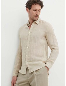 Lanena košulja Pepe Jeans PAYTTON boja: bež, regular, s klasičnim ovratnikom, PM308523