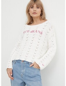 Pamučni pulover Pepe Jeans GIANNINA boja: bijela, lagani, PL702143