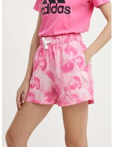 Kratke hlače adidas za žene, boja: ružičasta, s uzorkom, visoki struk, IS4253