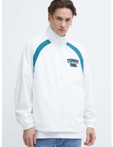 Jakna Tommy Jeans za muškarce, boja: bijela, za prijelazno razdoblje, oversize, DM0DM18699