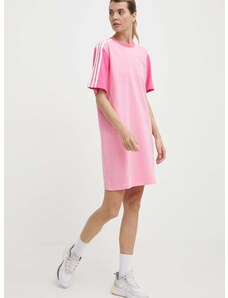 Pamučna haljina adidas boja: ružičasta, mini, oversize, IR6055