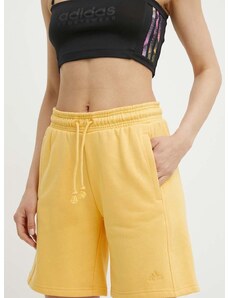Kratke hlače adidas za žene, boja: žuta, bez uzorka, visoki struk, IW1259