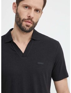 Polo majica s dodatkom lana Calvin Klein boja: crna, bez uzorka, K10K112959