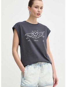 Pamučna majica Miss Sixty x Keith Haring za žene, boja: siva, 6L1SJ2400000