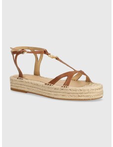 Kožne sandale Lauren Ralph Lauren Payton za žene, boja: smeđa, s platformom, 802927966001