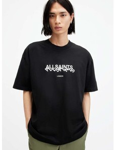 Pamučna majica AllSaints SLANTED SS CREW za muškarce, boja: crna, s tiskom, M025PA