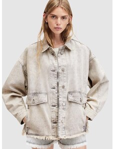 Traper jakna AllSaints HETTIE DENIM SHACKET za žene, boja: siva, za prijelazno razdoblje, oversize, W033PA