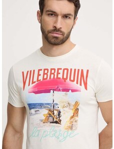 Pamučna majica Vilebrequin PORTISOL za muškarce, boja: bež, s tiskom, PTSAP386