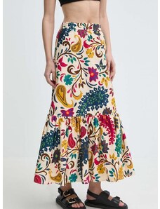 Pamučna suknja Luisa Spagnoli TASSELLO boja: žuta, maxi, širi se prema dolje, 540704