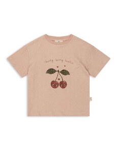 Majica kratkih rukava s dodatkom lana Konges Sløjd boja: ružičasta