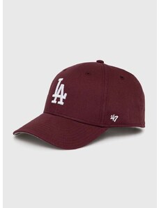 Pamučna kapa sa šiltom za bebe 47brand MLB Los Angeles Dodgers Raised Basic boja: bordo, s aplikacijom, BRAC12CTP