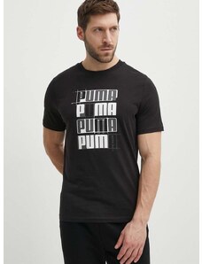 Pamučna majica Puma za muškarce, boja: crna, s tiskom, 678976.