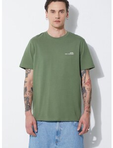 Pamučna majica A.P.C. item za muškarce, boja: zelena, s tiskom, COFBT-H26904