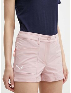 Kratke outdoor hlače Salewa Puez boja: ružičasta, bez uzorka, srednje visoki struk, 00-0000028315