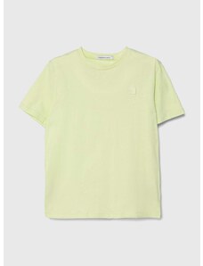 Dječja pamučna majica kratkih rukava Calvin Klein Jeans boja: zelena, bez uzorka