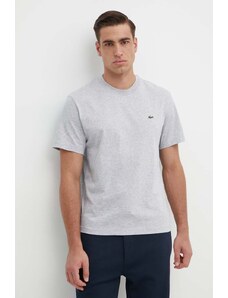 Pamučna majica Lacoste za muškarce, boja: siva, bez uzorka