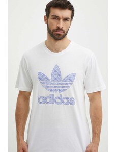 Pamučna majica adidas Originals za muškarce, boja: bijela, s tiskom, IS0205