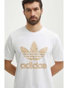 Pamučna majica adidas Originals za muškarce, boja: bijela, s tiskom, IS0261
