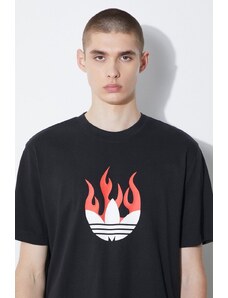Pamučna majica adidas Originals Flames za muškarce, boja: crna, s tiskom, IS0178