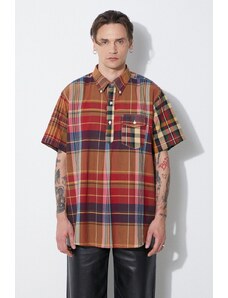 Pamučna košulja Engineered Garments Popover BD za muškarce, boja: crvena, relaxed, s button-down ovratnikom, OR013.ES060