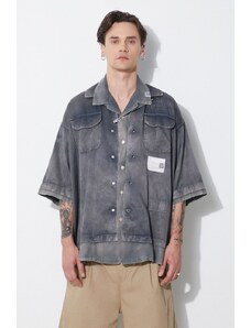 Košulja Maison MIHARA YASUHIRO Rc Twill Double Layered S/S za muškarce, boja: siva, relaxed, A12SH071