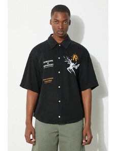 Košulja Represent Icarus Ss Shirt za muškarce, boja: crna, relaxed, s klasičnim ovratnikom, MLM228.01