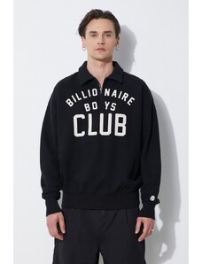 Pamučna dukserica Billionaire Boys Club Collared Half Zip Sweater boja: crna, s tiskom, B24125