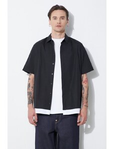 Pamučna košulja Neil Barrett Loose Double Layer Short Sleeve Shirt za muškarce, boja: crna, regular, s klasičnim ovratnikom, MY60218C-Y051-524N