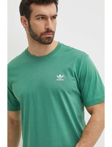 Pamučna majica adidas Originals za muškarce, boja: zelena, bez uzorka, IN0671