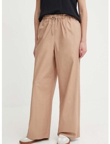 Pamučne hlače Sisley boja: bež, široke, visoki struk