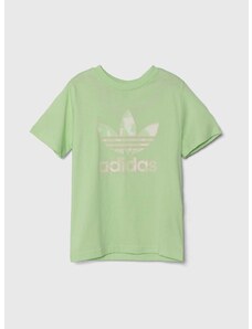 Dječja pamučna majica kratkih rukava adidas Originals boja: zelena, s aplikacijom