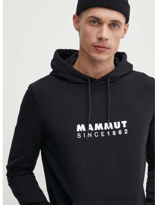 Dukserica Mammut boja: crna, s kapuljačom, s tiskom