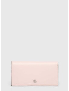 Kožni novčanik Lauren Ralph Lauren za žene, boja: ružičasta, 432935939