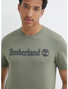 Pamučna majica Timberland za muškarce, boja: zelena, s tiskom, TB0A5UPQ5901