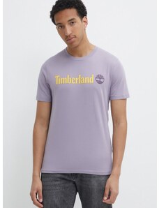 Pamučna majica Timberland za muškarce, boja: ljubičasta, s tiskom, TB0A5UPQEG71