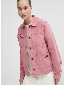 Pamučna jakna Superdry boja: ružičasta, za prijelazno razdoblje