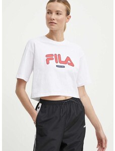 Pamučna majica Fila Lucena za žene, boja: bijela, FAW0757